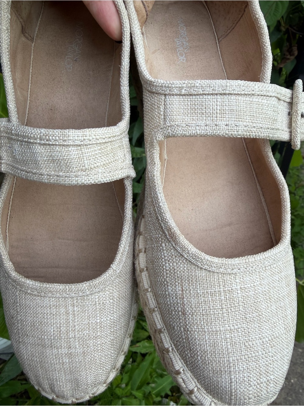Morgan Taylor Linen-Textured Mary Jane Flats in Natural - Picture 7 of 12